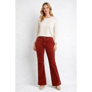 Madewell Corduroy Pants Womens 30 Cali Demi-Boot Crop Rust Orange Button Fly